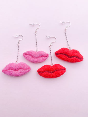 Our Lips Are Sealed Felt Earrings