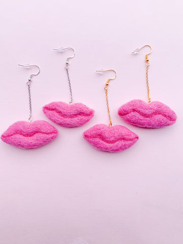 Our Lips Are Sealed Felt Earrings